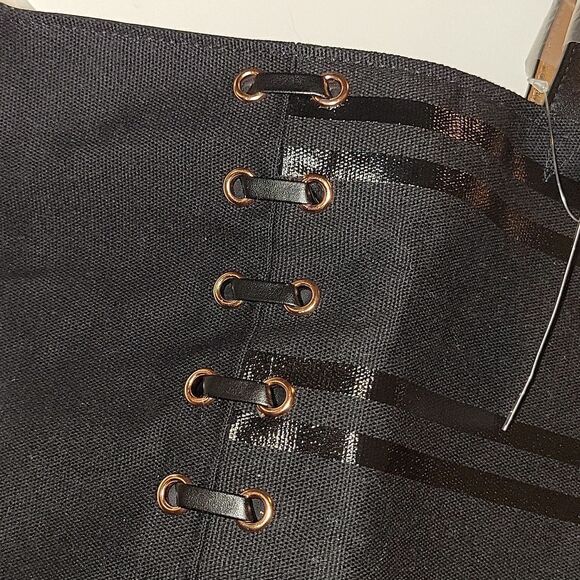 NWT! Victoria’s Secret Lace Up Corset Black Rose Gold Weekender Travel Tote Bag - Picture 7 of 8